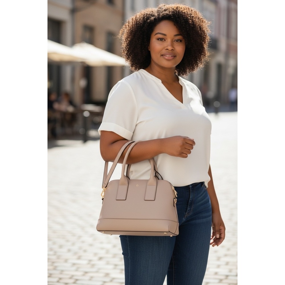 Kate Spade New York Pebbled Leather Dome Satchel Bag Blush Pink Gold Hardware